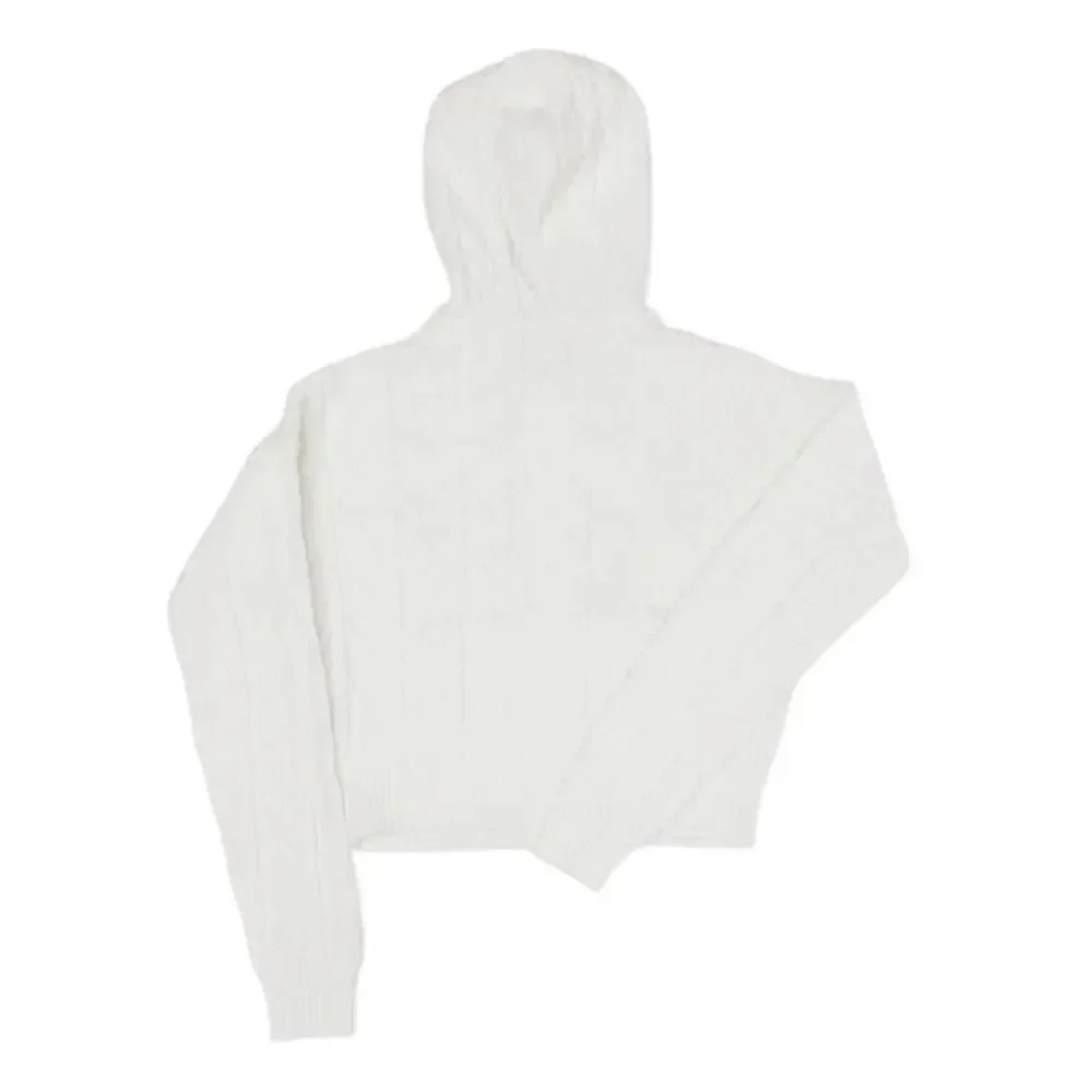 RARE SKIMS Ivory Cable Knit Shrunken Zip Up Hoodie